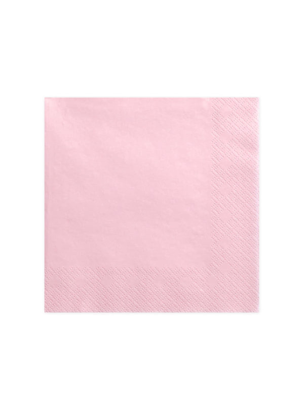 20 serviettes roses pastel de 40 cm en papier