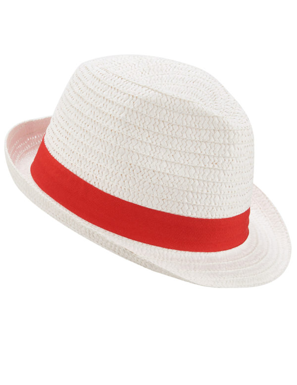 chapeau borsalino blanc avec bande rouge adulte 236266 2