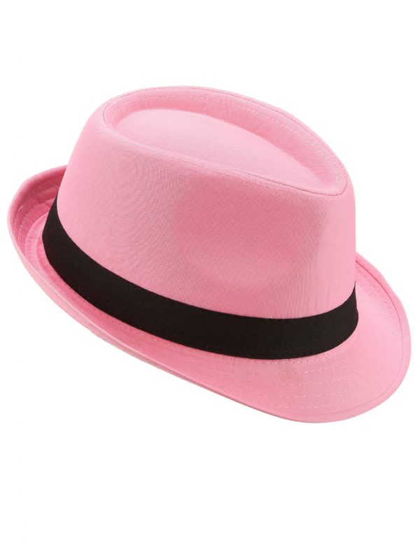 chapeau borsalino pink bande noire adulte 236272 2 1
