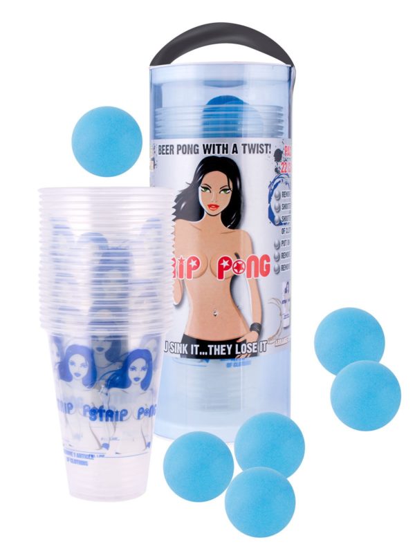 strip pong beer pong party game set 29 pieces white blue 10