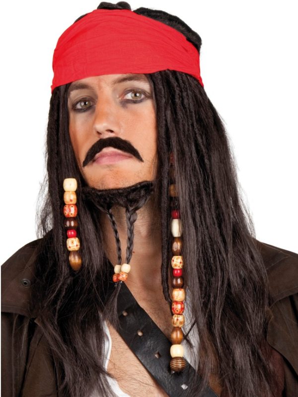 perruque pirate avec bandana rouge homme 175836 3