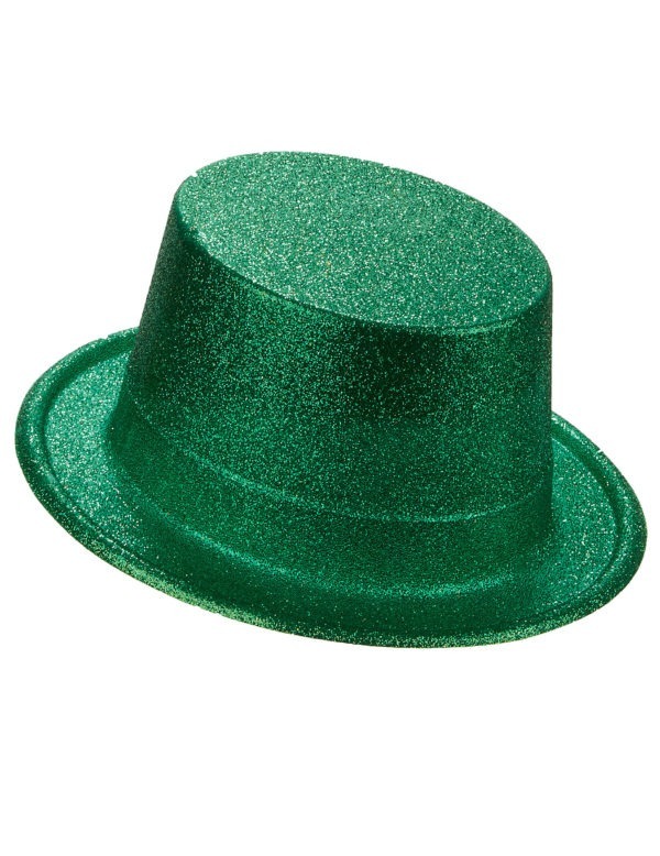 chapeau haut de forme plastique paillete vert adulte 237637