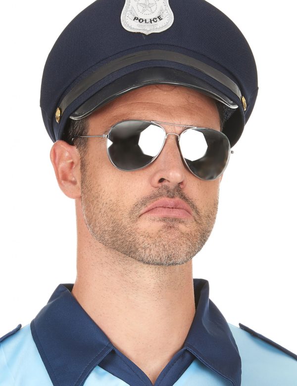 lunettes noires d aviateur contour argent adulte 169423 6